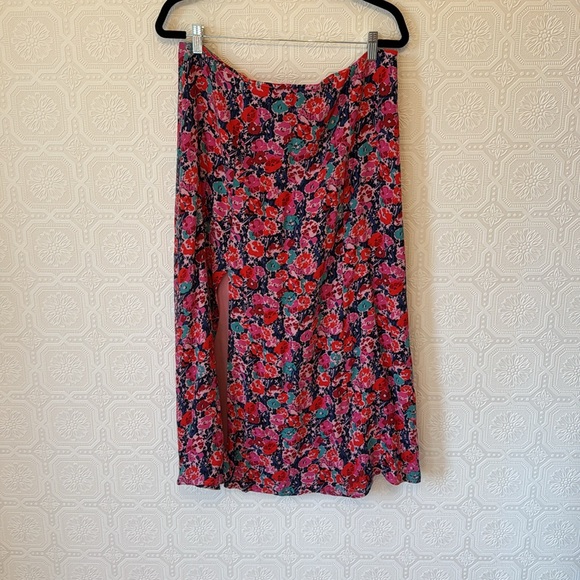 ⬇️ Anthropologie The Lille Side-Slit Midi Skirt by Maeve Pink Floral Size 14 - Picture 8 of 13
